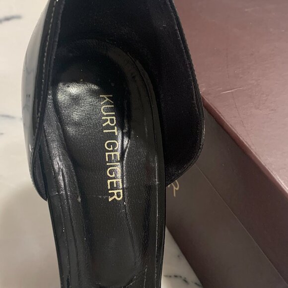 Vintage Kurt Geiger Black Patent Peep Toe Heels - 4" High - Picture 3 of 8